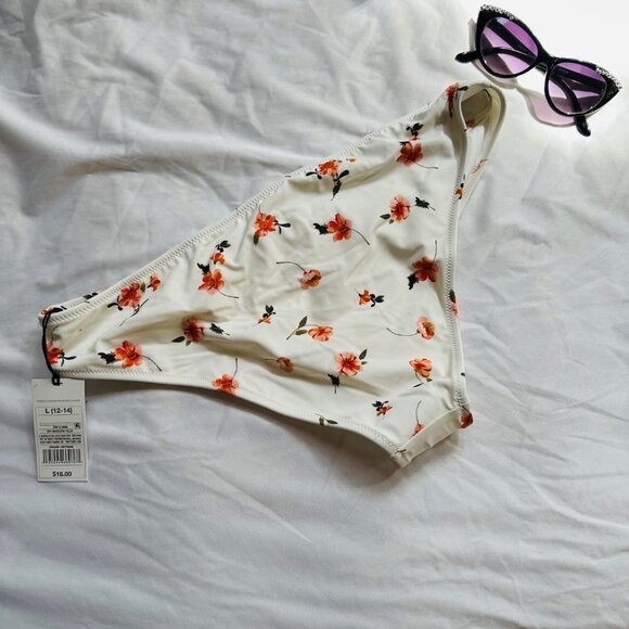 Shade & Shore Off White Floral Flowers Swimsuit Bottoms Only Bikini Bottoms Size - Picture 7 of 7